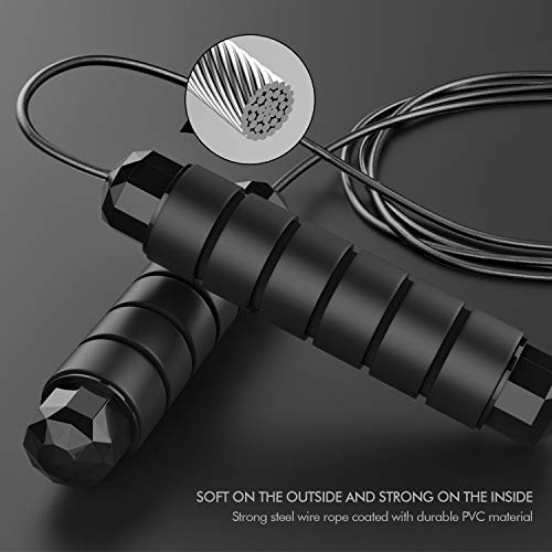 Speed Jump Rope Adjustable Steel Cable – Tangle-Free Skipping Rope with Ball Bearings for Home Gym, Fitness & Cardio Workout
