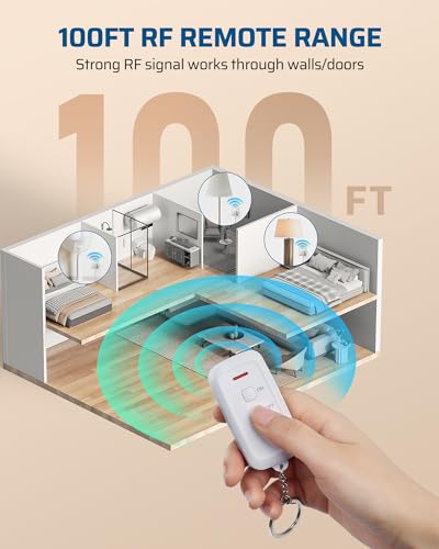 DEWENWILS Indoor Remote Control Outlet, Wireless Remote Light Switch, No Interference Remote Outlet Switch, No Wiring, 15A/1875W, 100ft RF Range, Compact Design, Programmable