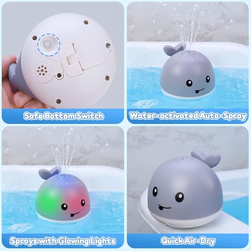 Gigilli Baby Bath Toys, Light up Bath Toys for Kids Ages 1-3, 1 Year Old Boy Girl Valentine’s Gift, 6-12-18 Months Baby Whale Bath Toy Sprinkler, Toddler Fountain Bathtub Pool Water Table Toys
