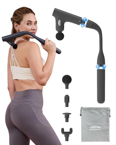 3-in-1 Detachable Massage Gun Deep Tissue, Ergonomic Extension Handle Back Massager for Pain Relief, Portable Percussion Muscle Massager for Shoulder, Thigh, Waist & Neck, FSA-HSA Eligible