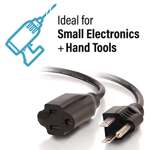 C2G 1FT Premium Universal Extension Cord - Power Extension Cord for TV, Computer, Monitor, Appliance & More (03137)