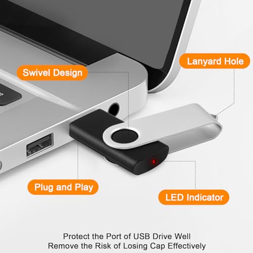 8GB Flash Drive 10 Pack Bulk USB Flash Drives, USB2.0 Thumb Drive USB Stick for Data Storage Backup, Jump Drive Pen Drive Zip Drive Memory Stick with Indicator, USB Storage Flash Drive Swivel Design