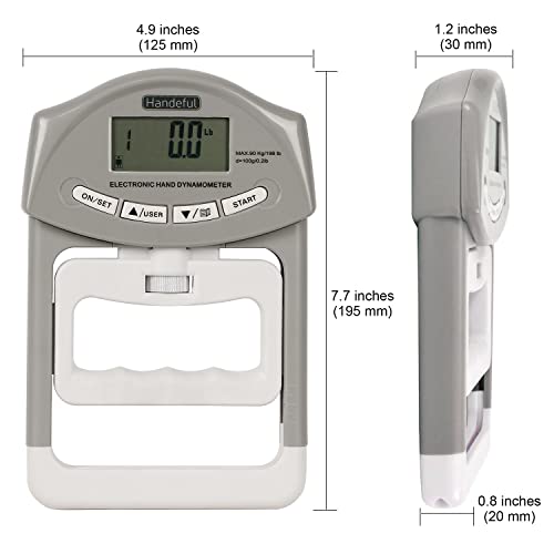 Handeful Grip Strength Tester Trainer - Dynamometer Handgrip Measurer Meter, Handheld Strengthener Exerciser for Sports, School, and Home Use