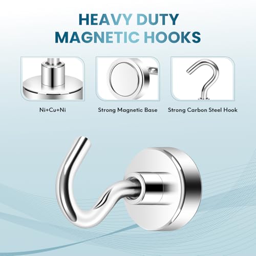 Neosmuk Magnetic Hooks, Cruise Ship Essentials, 30lb+ Heavy Duty Magnetic Hooks for Cruise Cabins, Refrigerator, Grill, Hanging, and Travel | Extra Strong Must-Haves Magnet Hook
