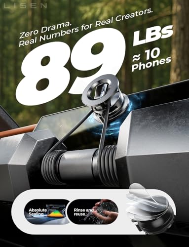 LISEN for Magsafe Car Mount, Cell Phone Holders for Your Car, Magnetic Car Accessories for Women Men Interior Jeep Truck, Vacuum Gifts Kits, for iPhone 17 Pro Max 16 15 14 13 12, Samsung S25，Black