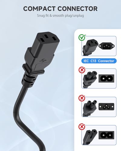 Power Cord Cable for Amplifier Musical Peavey Vox Guitar Amp PC AC Amplifiers, 18 AWG Universal AC 3-Prong Cable (6FT)