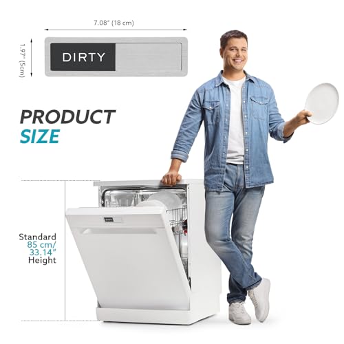 Dishwasher Magnet Clean Dirty Sign, Strong Magnet Non-Scratch Clean Dirty Magnet for Dishwasher, Easy to Read & Slide