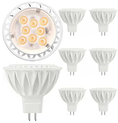 MR16 LED Bulbs 50W Halogen Equivalent Landscape Light Bulbs, 2700K Warm White 5W GU5.3 MR16 12V Spotlight Bulb, Non-Dimmable 38° Beam Angle for Landscape, Recessed, Track Lighting 6 Pack