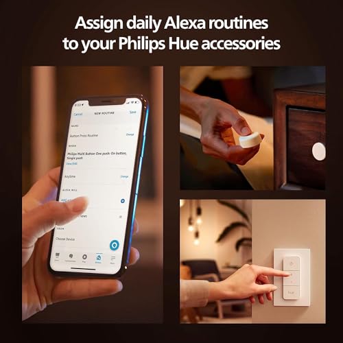 PHILIPS Hue Smart Dimmer Switch with Remote, White, 1 Pack, Turns Hue Lights On, Off, Dims or Brightens, Smart Home Control, Requires Bridge, Easy, No-Wire Installation