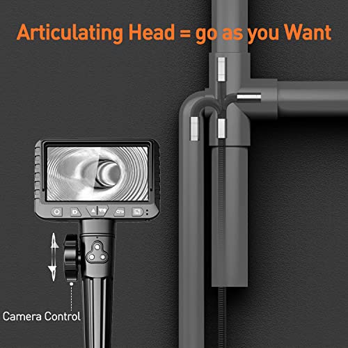 DXZtoz Two-Way Articulating Borescope with Light, Video Industrial Endoscope Inspection Camera with 0.33in Articulated Scope for Engine Automotive Aircraft Mechanics- 5.5FT