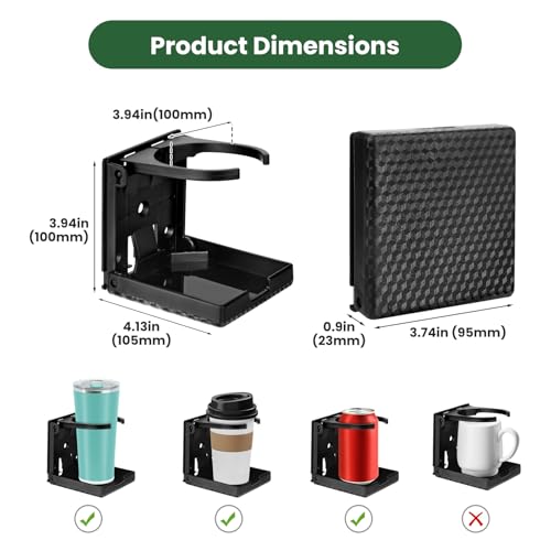 2pcs Adjustable Folding Cup Holder, Car Wall Mount Water Drink Coffee Bottle Holder with Screws, Fit Most Size Mugs Bottle, for Truck RV Van Boat Camper Caravan Marine (Diamond Pattern)