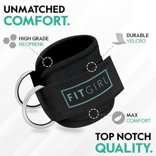 FITGIRL Ankle Strap for Cable Machine – Premium Padding and Comfort for Cable Exercise Machines, Cable Exercise Attachment for Home & Gym, Glute Workouts - Kickbacks, Leg Extensions, Hip Abductors