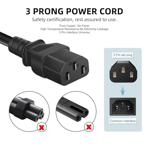 10FT 3-Prong AC Power Cord for ION Speakers & Monster Rockin Roller – Replacement Cable for Block Rocker, Tailgater, Pathfinder & Total PA Series