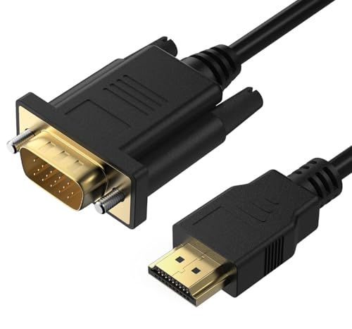 PANPEO HDMI to VGA Adapter Cable 6ft, Gold-Plated Connectors - Compatible with Laptop, Monitor, Projector, TV, Xbox, Roku