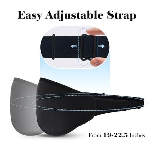 3D Eye Mask Sleep Mask for Men & Women, 100% Pressure-Free & Light Block-Out Eye Mask for Sleep with Easy Adjustable Strap, Night Eye Cover for Travel, Black