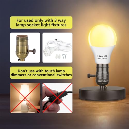 3 Way LED Light Bulbs 2 Pack, 3 Way Light Bulbs 30 70 100 Soft White 3000K,E26 Medium Base A19 Three Way Light Bulb, Indoor 3way Bulb for Reading