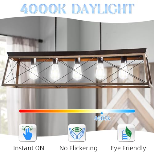Edison Bulbs 60 watt Equivalent LED, E26 LED Bulb Non-Dimmable, 4000K Daylight White, ST58 Vintage Light Bulbs, 90+ CRI, 6W 600LM, E26 Medium Base, Clear Glass, 12 Pack