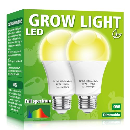 2 Pack LED Grow Light Bulbs A19 – Full Spectrum 9W E26 for Indoor Plants