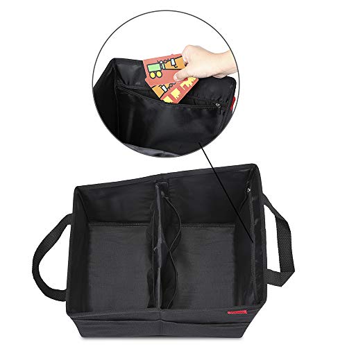 YOOFAN Car Seat Organizer - Passenger Seat Organizer, Collapsible Small Car Seat Storage Organizer for Console Front/Back, Automotive Backseat Organizer with Belt 4 Cup Holders for Kids Accessories