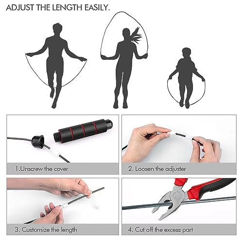 Jump Rope,Adjustable Jumping Rope,Tangle Free Fast Ball Bearings skipping rope,Suitable for Men, Women, and Kids,Fitness,Workout and Slimming at Home,School.