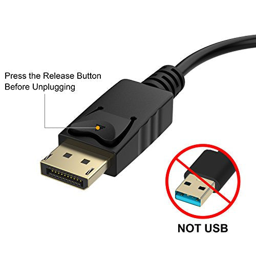 DisplayPort (DP) to VGA Adapter, Gold-Plated Display Port to VGA Adapter (Male to Female) Compatible with Computer, Desktop, Laptop, PC, Monitor, Projector, HDTV - Black