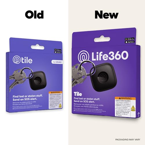 Life360 Tile - Bluetooth Tracker, Keys Finder and Item Locator for Keys, Bags and More. Phone Finder. Both iOS and Android Compatible. 1-Pack (Black)