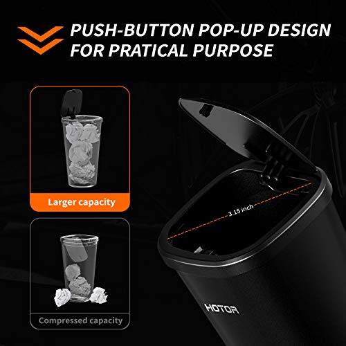 HOTOR Car Trash Can, Car Trash Cup with 30 Additional Trash Bags for Exclusive Using, Multipurpose Trash Can for Car, Office & Home to Meet Various Needs - 2 Packs, Black