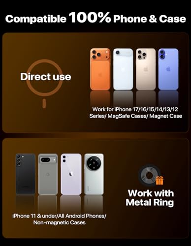 Miracase for MagSafe Car Mount, [Strong Magnetic] 2026 Hands Free Phone Holders for Your Car, Universal Cup Holder Phone Holder for iPhone 17 16 15 14 13 12 Pro Max, Samsung & More Smartphones