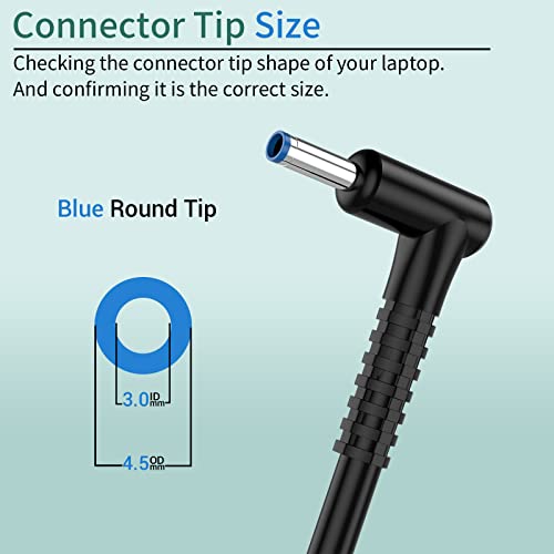 65W Replacement HP Laptop Charger – Blue Tip Adapter for Pavilion, ProBook, Envy, Stream, EliteBook, X360