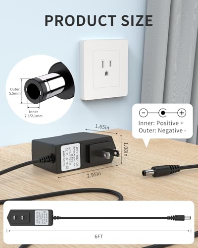 12V 2A Power Supply Adapter with 8 Tips – Universal 12V 2000mA Charger for LED Strip, CCTV, Router, GPS & More (6FT Cable)
