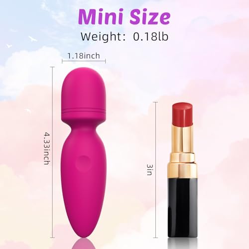 Mini Handheld Massager – Waterproof Cordless Personal Massager with 10 Vibration Modes for Back, Neck & Body (Rose Red)