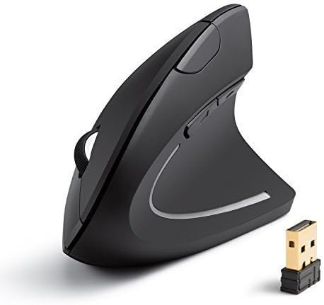 Anker 2.4G Wireless Vertical Ergonomic Optical Mouse for Work, Multi-Device Connectivity, 800/1200 /1600 DPI, 5 Buttons for Laptop, Desktop, PC, MacBook - Black