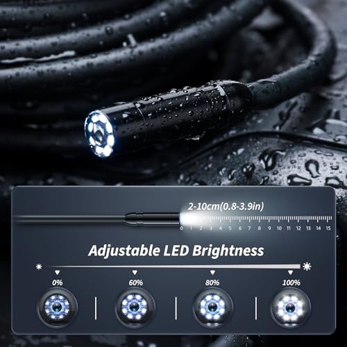 Endoscope Camera with Light, Inspection Borescope Camera with 4.3" IPS Screen, 1920P HD with 8 LED Lights, 16.5FT Semi-Rigid Cord Bore Scope, IP67 Waterproof Endoscope for Sewer, Tools(Orange)