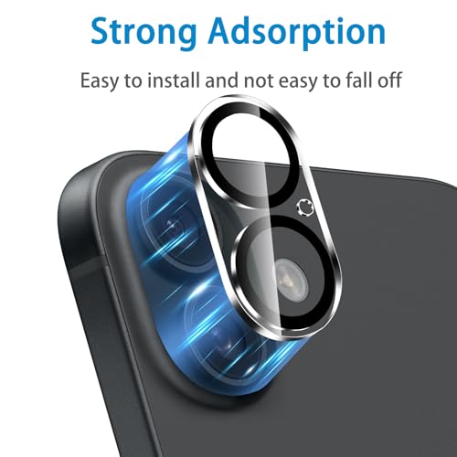 Camera Lens Protector for iPhone 16 and 16 Plus 3 Pack, Tempered Glass, Ultra HD, 9H Hardness, Anti-Scratch, Case Friendly, Easy to Install [No Affect on Night Shots]