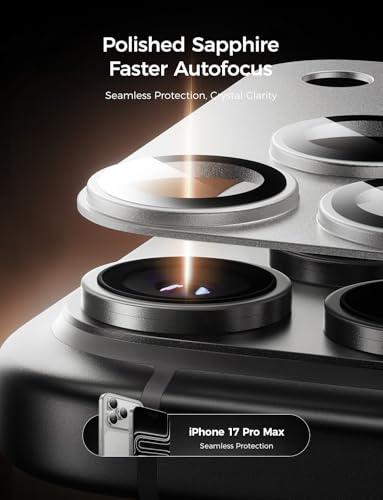 MAGIC JOHN 2 Pack Camera Lens Protector for iPhone 17 Pro Max, Full Coverage, Metal Aluminum Alloy Camera Lens Film, HD Clear, Scratch Resistant, Case-Friendly, Sliver