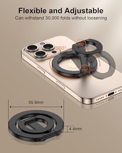 MagSafe Phone Grip Holder Dual-Sided Magnetic Finger Ring Adjustable Kickstand Loop for iPhone 17/16 Pro Max/15 Plus/14 Pro/13 Mini/12, Samsung, Magnet Phone Stand Grip Compatible with Mag Car Mounts