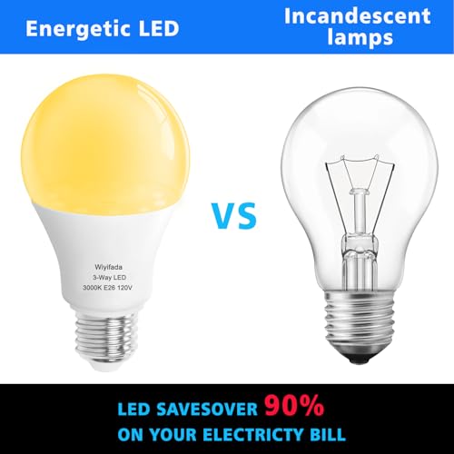 3 Way LED Light Bulbs 2 Pack, 3 Way Light Bulbs 30 70 100 Soft White 3000K,E26 Medium Base A19 Three Way Light Bulb, Indoor 3way Bulb for Reading