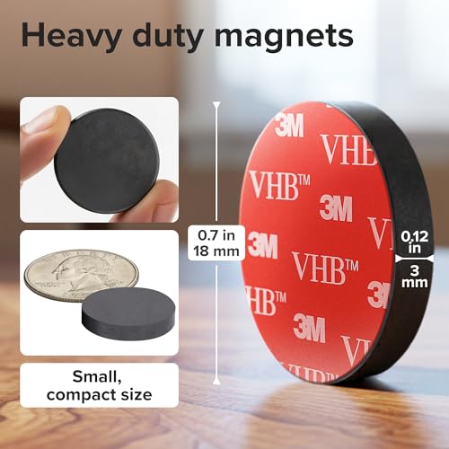 Strong Ceramic Round Magnets With Adhesive Backing (0.7x0.12"/18x3mm, 100 pcs) - Heavy Duty Sticky Magnets, Non-Corrosive, Versatile For Home, Office, Workshop, Whiteboard, Fridge And Hobby Use
