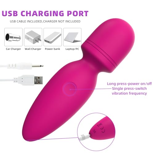 Mini Handheld Massager – Waterproof Cordless Personal Massager with 10 Vibration Modes for Back, Neck & Body (Rose Red)