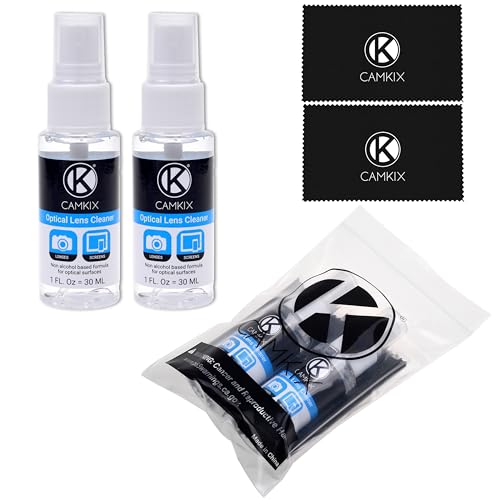 Camkix Lens and Screen Cleaning Kit - 2X Cleaning Spray 2X Microfiber Cloth - Perfect to Clean The Lens of Your DSLR and Compatible with Your Camera, Smartphone, Tablet, Notebook, etc.