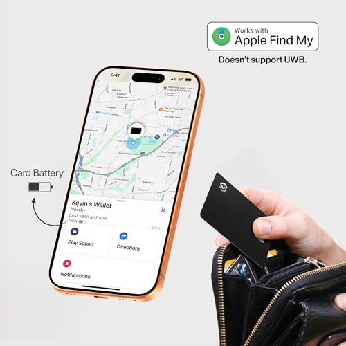 SPOTMINDERS Apple MFi Certified Wallet Tracker PRO for Travel Credit Card Design Works with Apple Find My IP68 Waterproof Rechargeable Tracking Card for Wallet Luggage Passport 0.07in Slim Item Finder