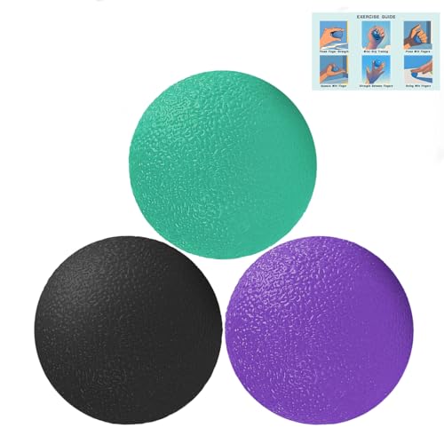 3-Pack Hand Therapy Stress Balls – Squeeze Balls for Finger, Wrist & Forearm Exercise, Multi-Resistance Grip Strength Trainer for Adults, Stress Relief & Relaxation