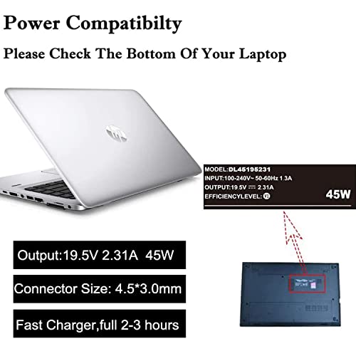 Laptop Charger Replacement for HP Laptop Computer 45W Smart Blue Tip Power Adapter