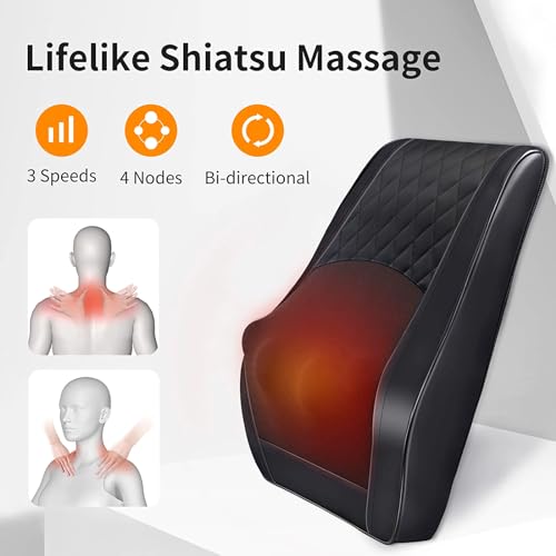 Boriwat Back & Neck Massager with Heat – 3D Kneading Massage Pillow for Shoulders, Legs & Full Body Relaxation (Perfect Gift for Men & Women)