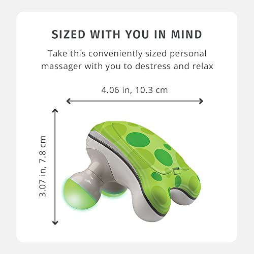 HoMedics Ribbit Mini Handheld Massager, Vibrating Electric Massager with Comfort Grip and LED Light, Batteries Included, Comes in variable colors, Green, Blue or Pink (Color May Vary)