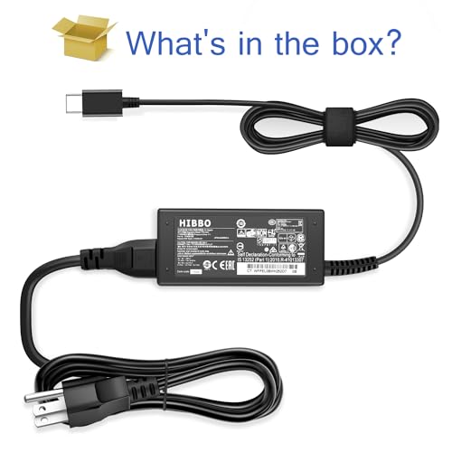 Chromebook Charger USB C Laptop Charger Compatible with HP, Lenovo, Dell, Acer, Asus, Samsung, Google Type C 45W Universal Power Adapter
