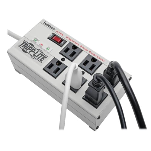 Tripp Lite ISOBAR6ULTRA Isobar 6 Outlet Heavy Duty Power Strip Surge Protector, 3330 Joules, 6ft Cord, Flat Plug, Metal Power Strip, Industrial Garage Work Shop Bench, Under Desk and Wall Mountable