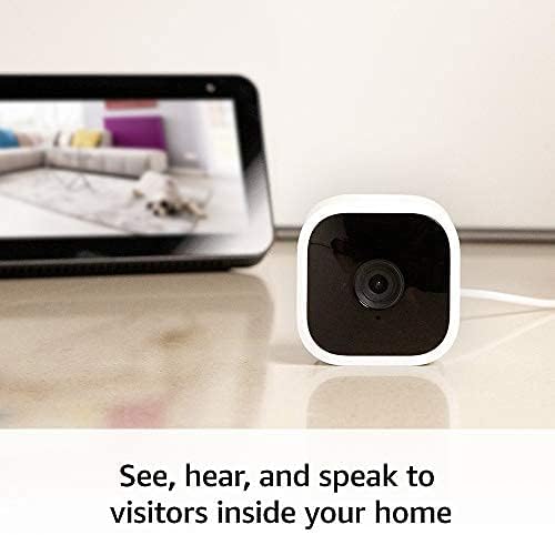 Blink Mini - Compact indoor plug-in smart security camera, 1080p HD video, night vision, motion detection, two-way audio, easy set up, Works with Alexa – 1 camera (White)
