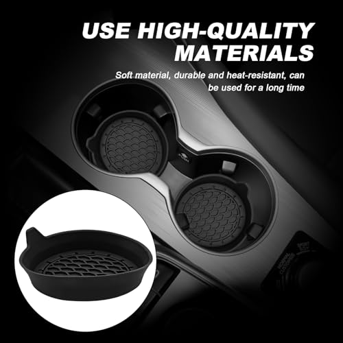 4-Pack Universal Cup Holder Coasters, Black Silicone Inserts - Keep Your Car Clean with Non-Slip & Spill-Proof Coasters for All Vehicles (Black)