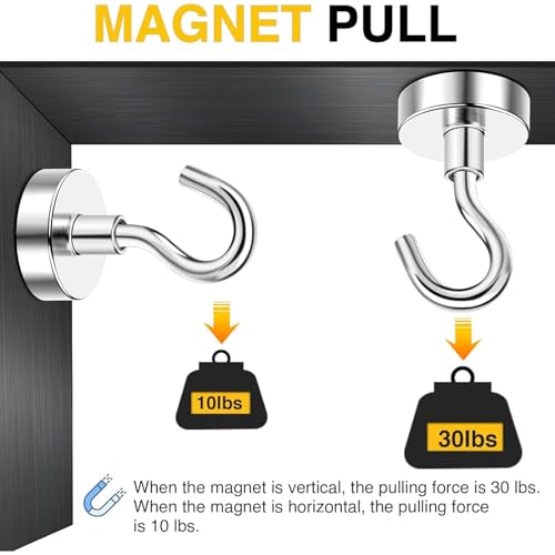 DIYMAG Magnetic Hooks, 30lbs+ Magnet Hook 2026 Cruise Cabin Ship Essentials Heavy Duty Strong Magnets Refrigerator Fridge Hanging for Classroom Beach Vacation Kitchen Grills Home 20 Pack (Silver)